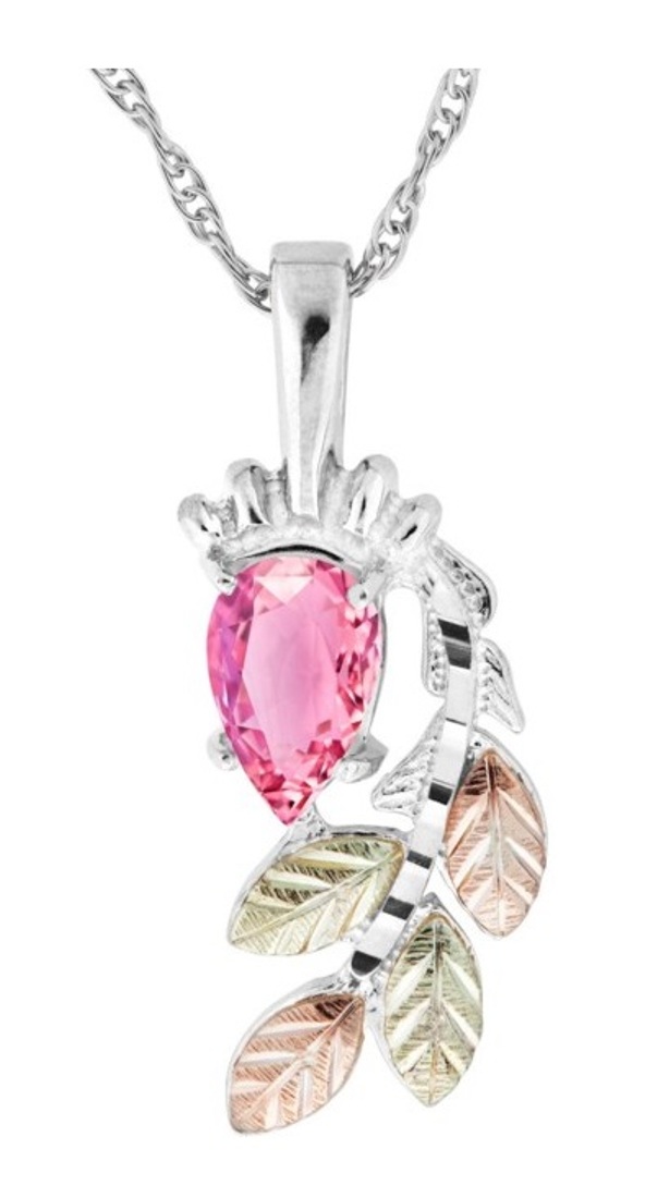 Sterling Silver, Pear Shaped Pink Cubic Zirconia Pendant Necklace