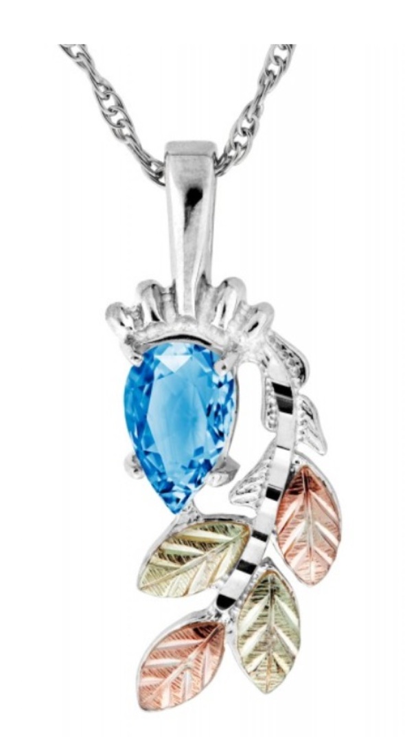 Sterling Silver, Blue Topaz Pear Shaped Pendant Necklace