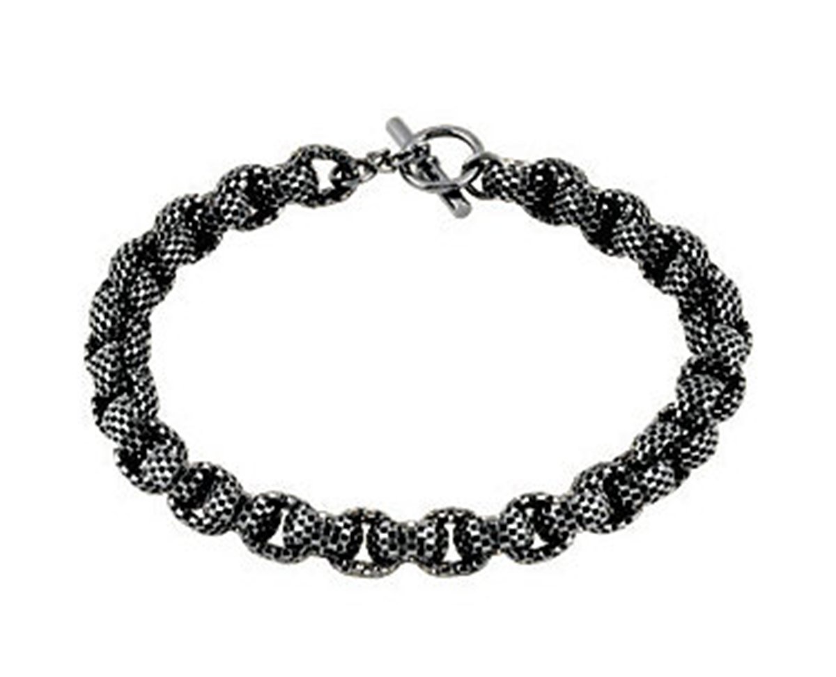 Black Ruthenium Plated Sterling Silver Link Chain Necklace, 20