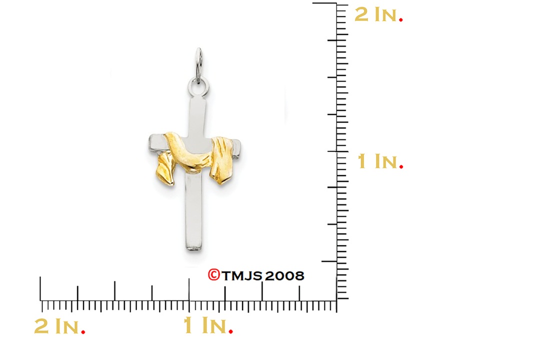 Vermeil Draped Cross Pendant, Sterling Silver (29X15MM)