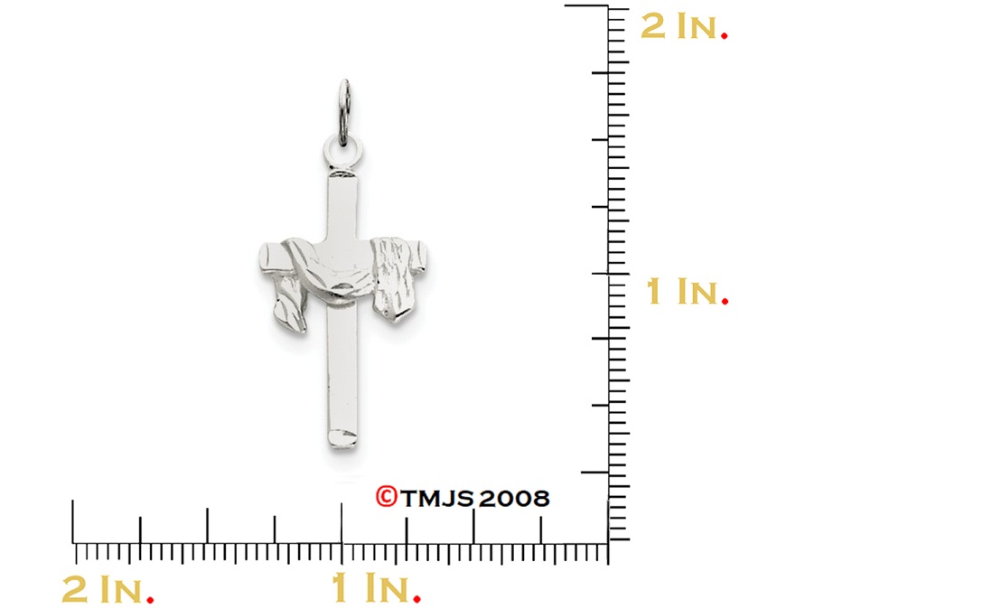 Diamond-Cut Draped Cross Charm, Sterling Silver (29X15MM)