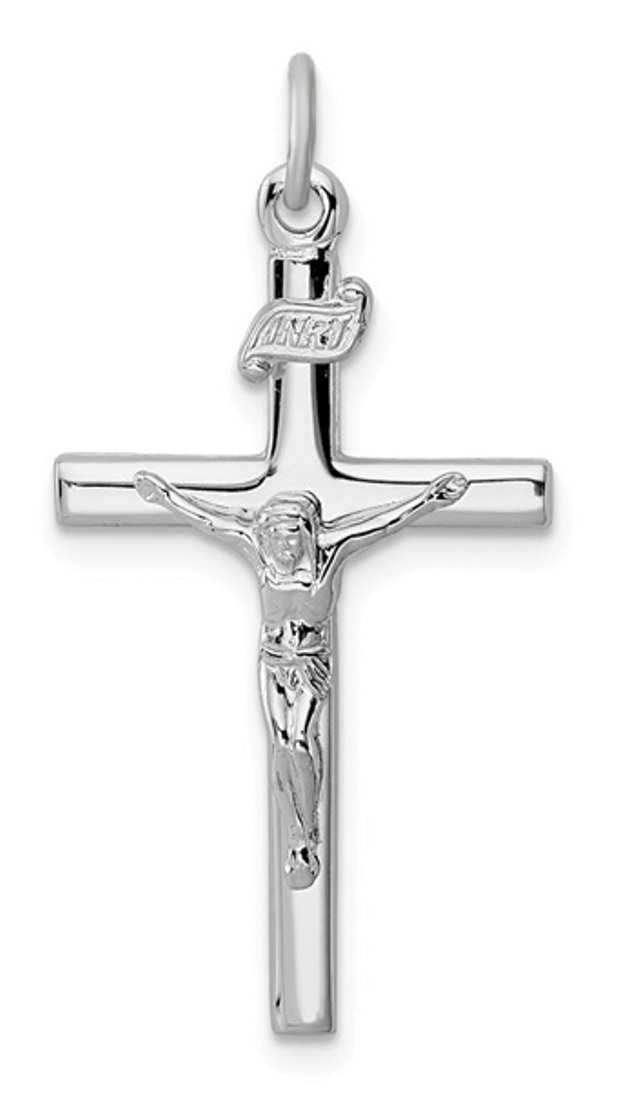 Sterling Silver Rhodium-Plated INRI Crucifix Pendant