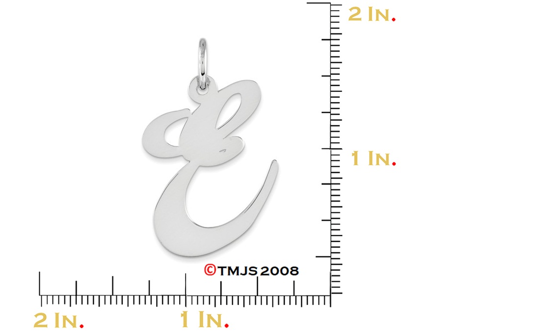 Sterling Silver Large Fancy Script Initial E Charm 21MM high.