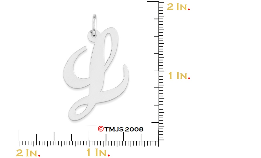 Sterling Silver Large Fancy Script Initial L Charm is 21MM high.