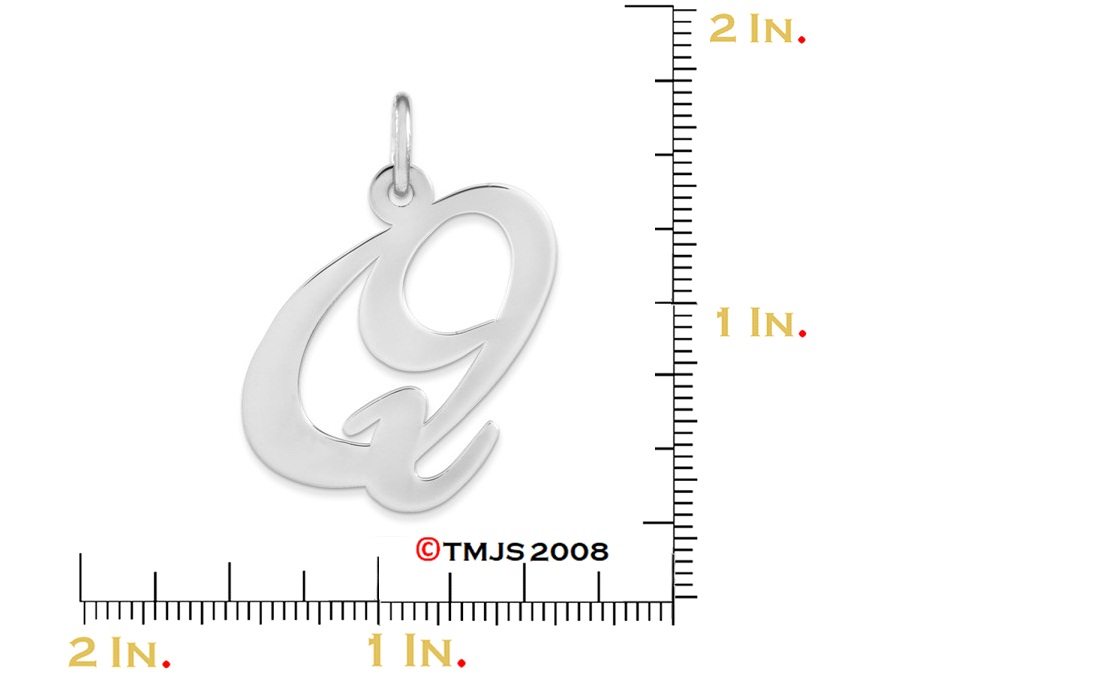 Sterling Silver Large Fancy Script Initial Q Charm 