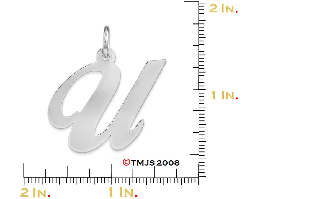 Sterling Silver Large Fancy Script Initial U Charm.