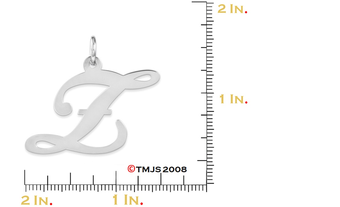 Sterling Silver Large Fancy Script Initial Z Charm.