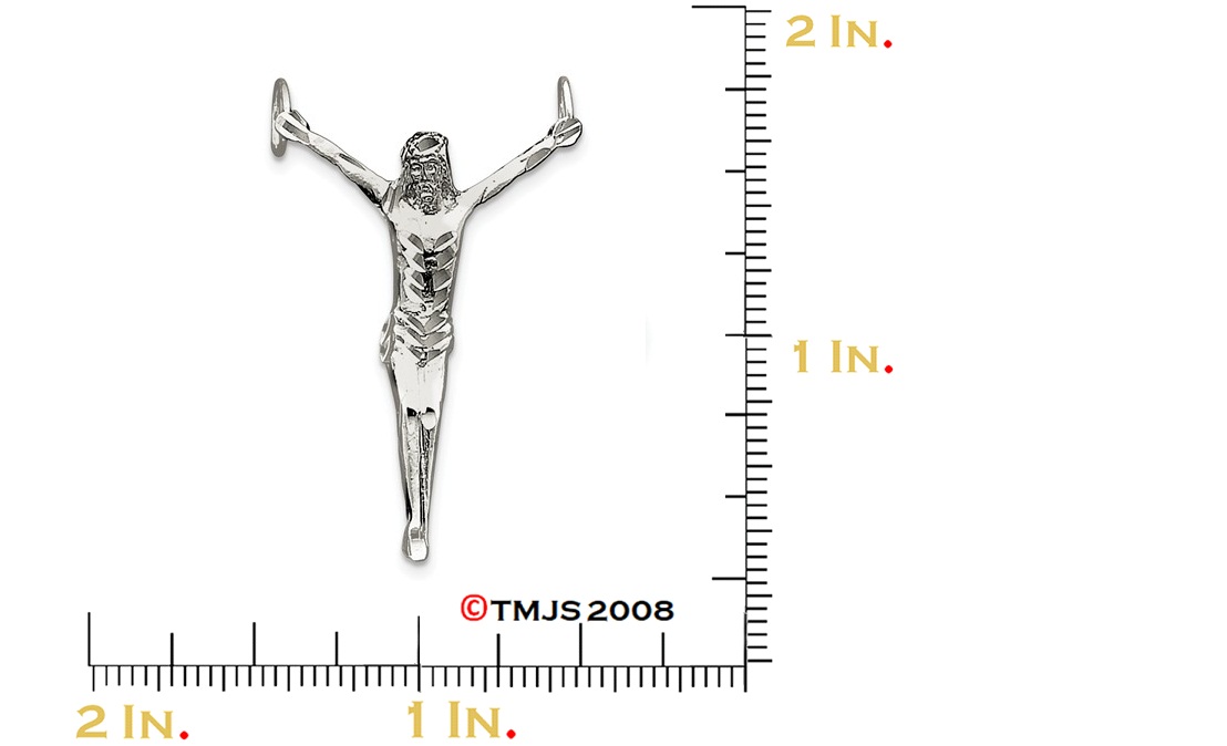 Diamond-Cut Corpus (Crucified Christ) Charm, Sterling Silver Pendant (54X37MM)