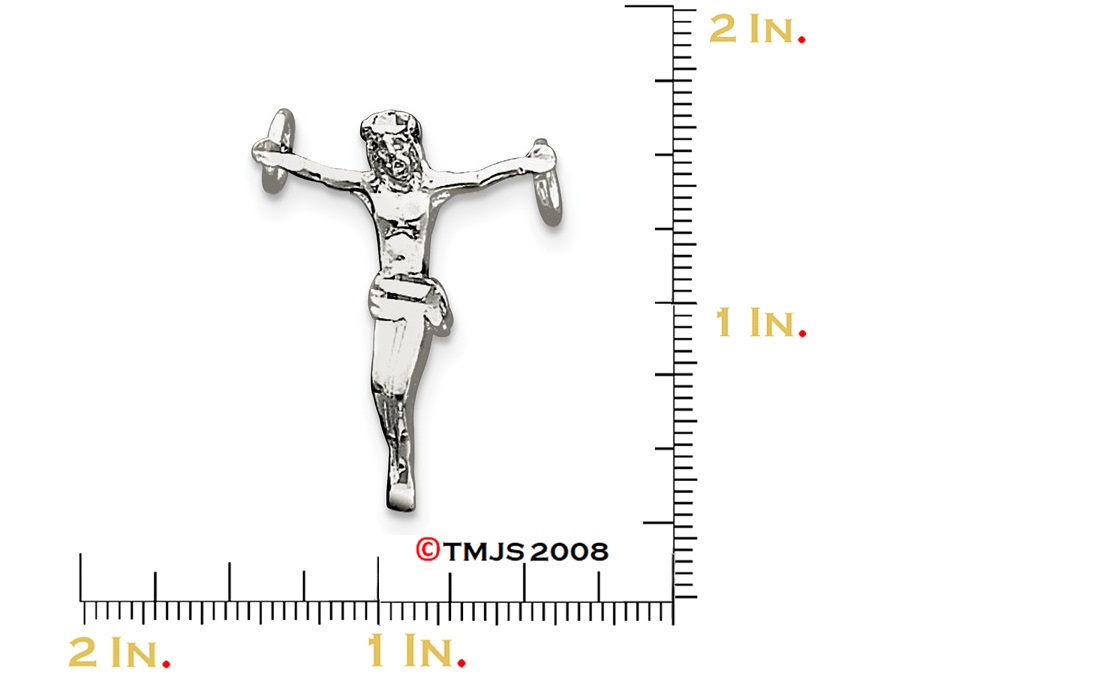 Diamond-Cut Corpus (Crucified Christ) Charm, Sterling Silver Pendant (30X21MM)