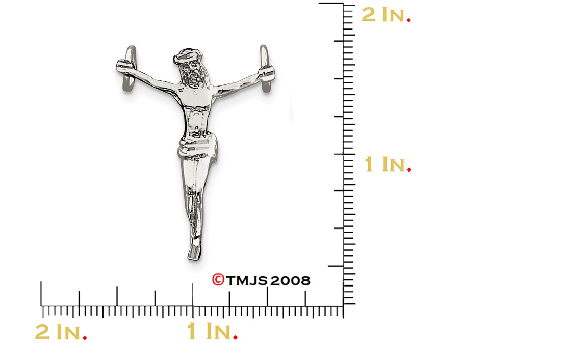 Diamond-Cut Corpus (Crucified Christ) Charm, Sterling Silver Pendant (36X27MM)