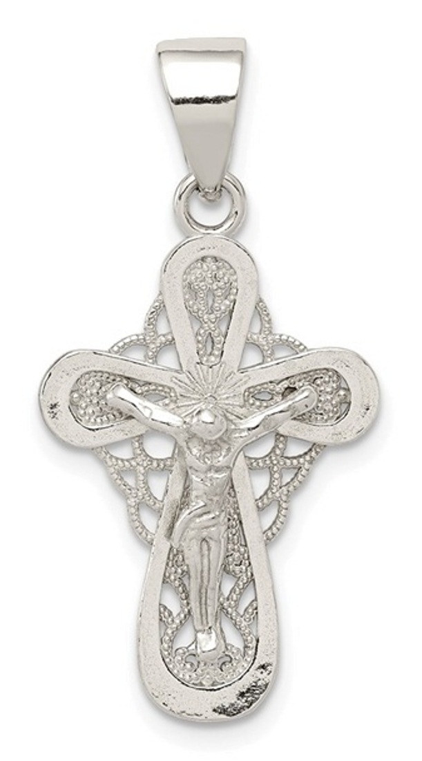 Sterling Silver Polished Small Crucifix Pendant