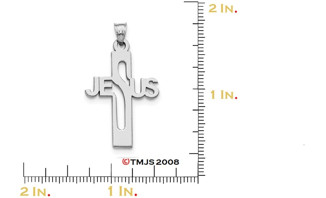 Jesus' Cross Cut-Out Charm, Sterling Silver Pendant