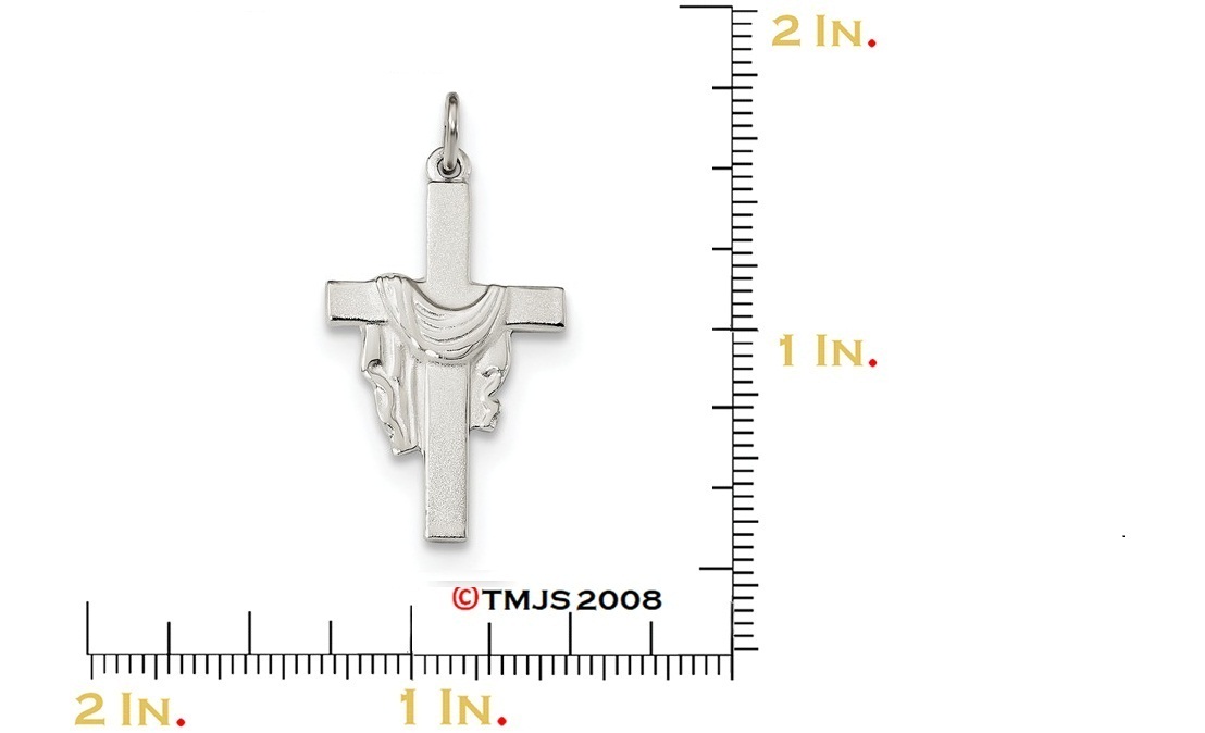 Draped Cross Charm, Sterling Silver Pendant (24.8X9.5MM)