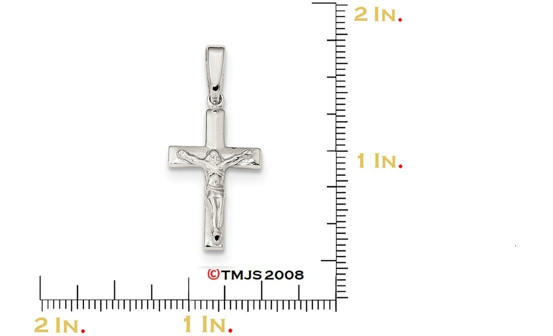 Latin Crucifix Charm, Sterling Silver Pendant (31.3X13MM)