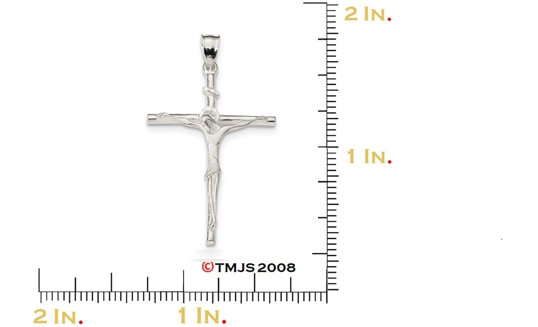 Diamond-Cut Latin Crucifix Charm, Sterling Silver Pendant (56.1X31MM)