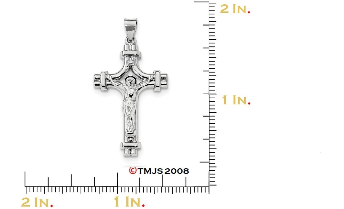 INRI Crucifix Charm, Rhodium-Plated Sterling Silver Pendant (47.5X24MM)