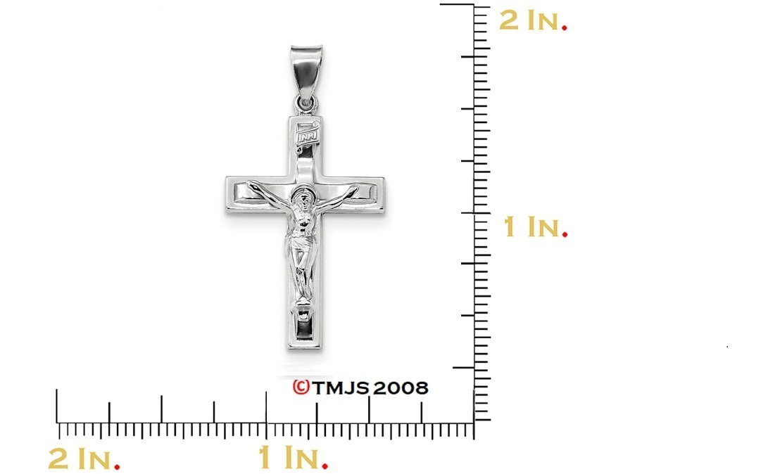 INRI Latin Crucifix Charm, Rhodium-Plated Sterling Silver Pendant (40.6X20MM)