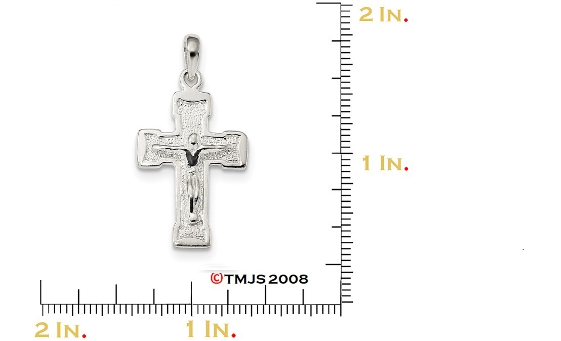 Latin Crucifix Charm, Sterling Silver Pendant (37.6X18MM)