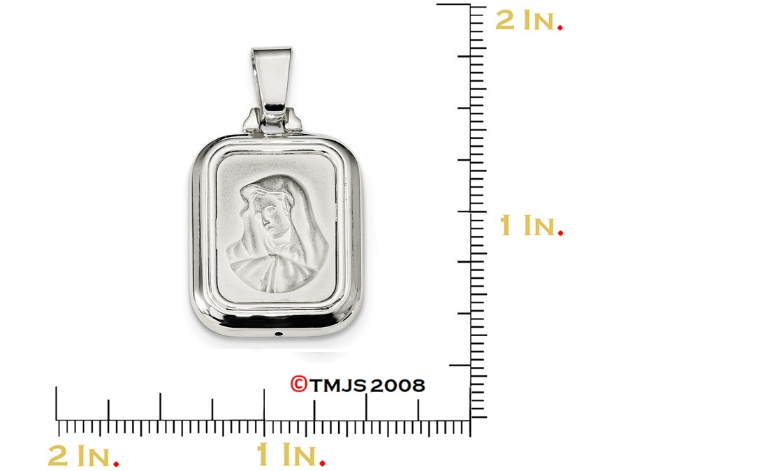 Mary With Hail Mary Prayer Medal, Sterling Silver Pendant (40X22MM)