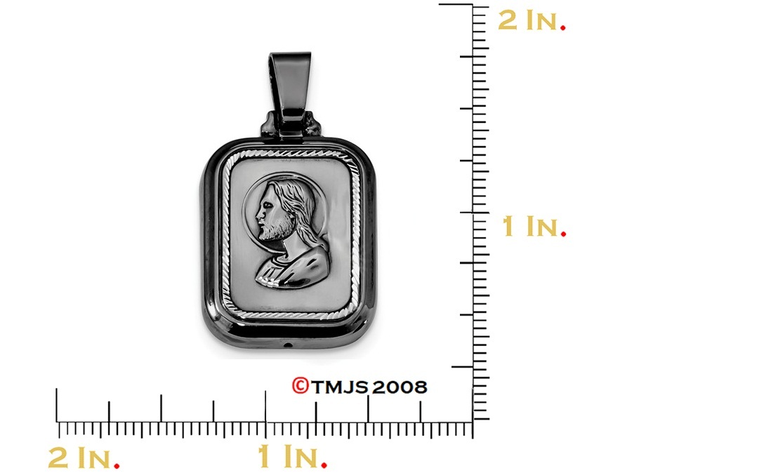 The Lords Prayer Medal Charm, Ruthenium-Plated Sterling Silver Pendant (41X22MM)