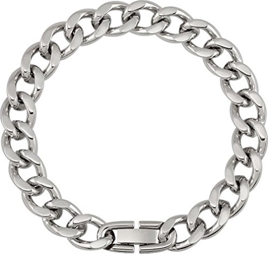 Men's Stainless Steel 11mm Diamond-Cut Curb Chain with Box Lock, 35