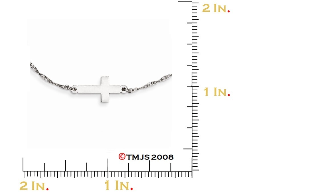 Large Sideways Cross Necklace Sterling Silver, 18