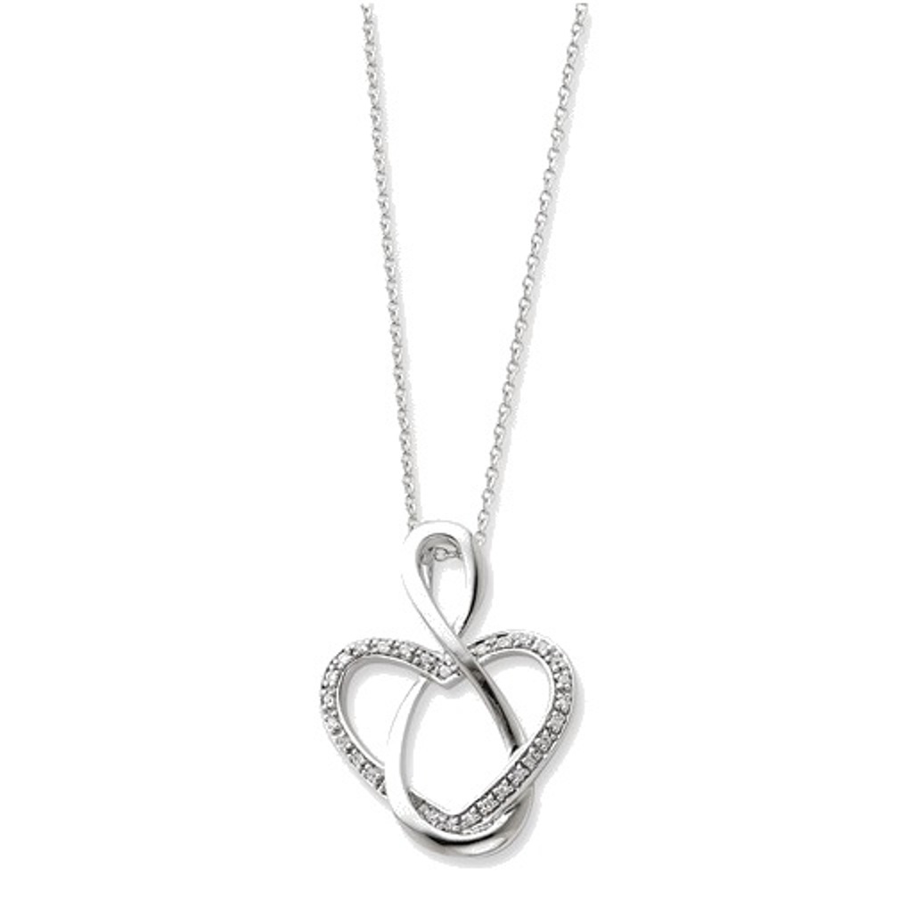 CZ Lifetime Friend Necklace, Rhodium-Plated Sterling Silver, 18