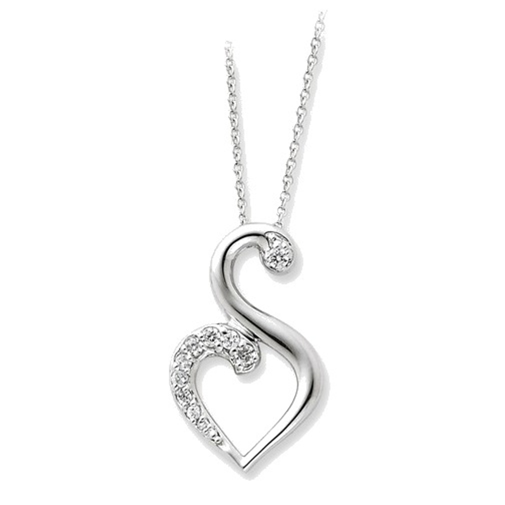 CZ Journey Of Friendship Necklace, Rhodium-Plated Sterling Silver, 18