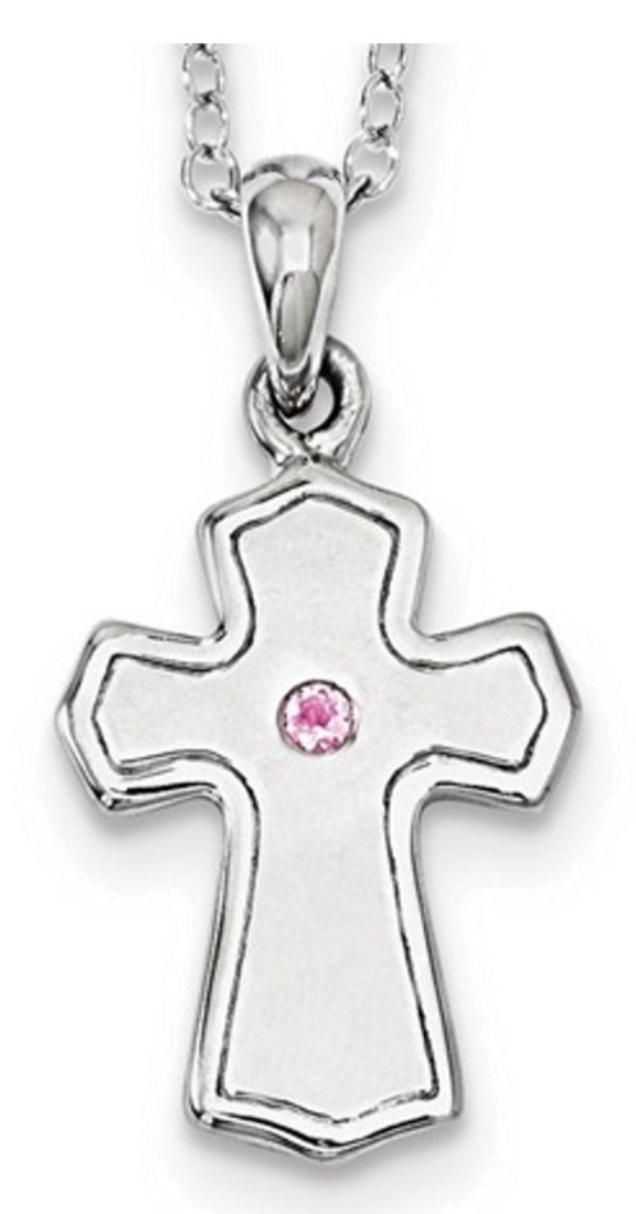 Sterling Silver CZ Child Of God (Girl) 14in. Necklace