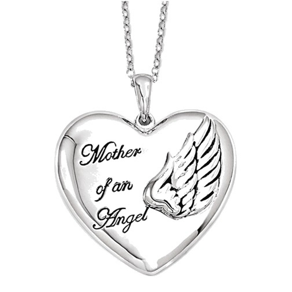 Antiqued Rhodium-Plated Sterling Silver Mother Of An Angel Necklace, 18