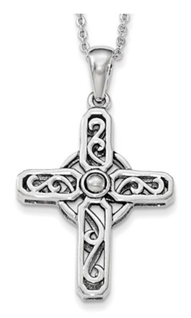 Sterling Silver Prayer Cross 18in. Necklace