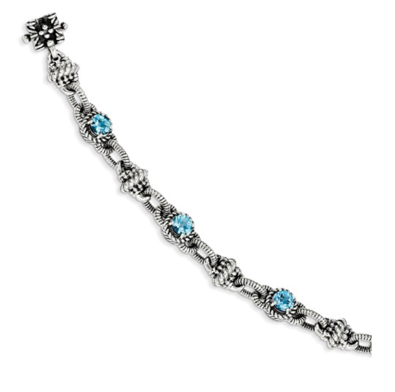 Sterling Silver, Swiss Blue Topaz Bracelet, 7.75