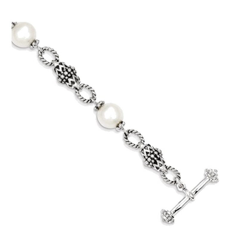 Sterling Silver, FW Cultured Pearl Bracelet, 8