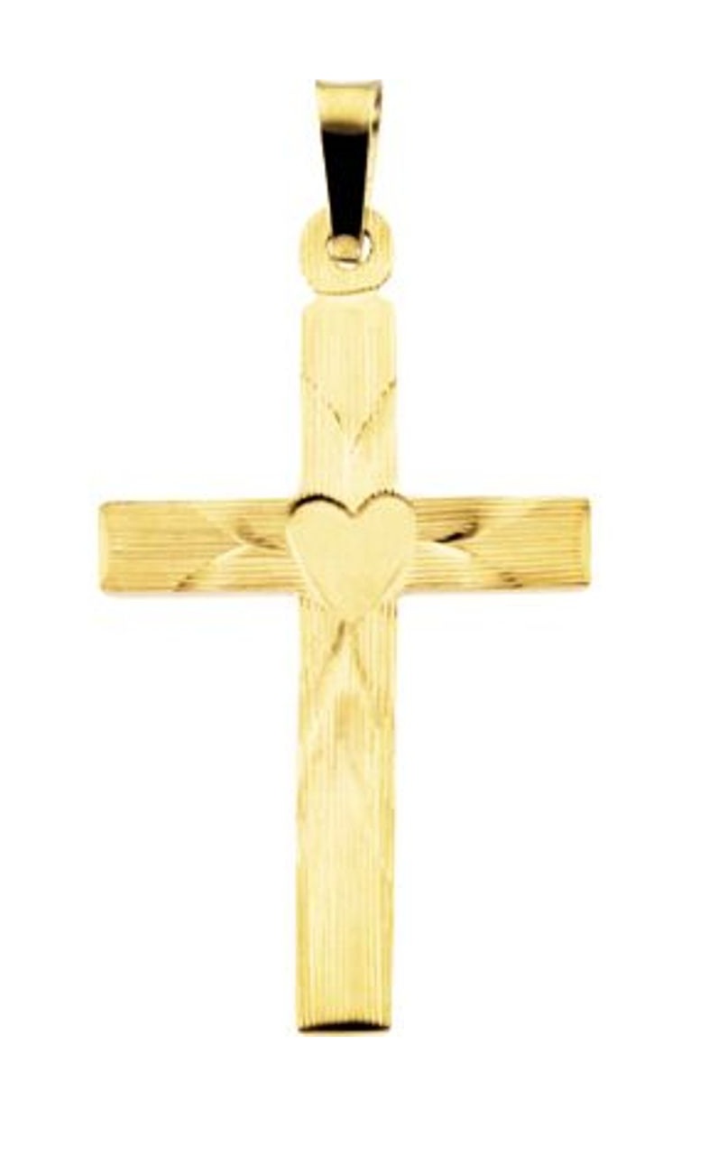 Heart Cross 14k Yellow Gold Pendant
