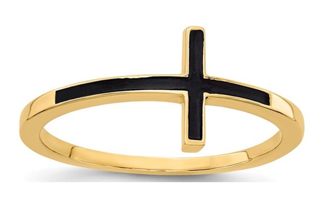 14k Antiqued Sideways Cross Ring