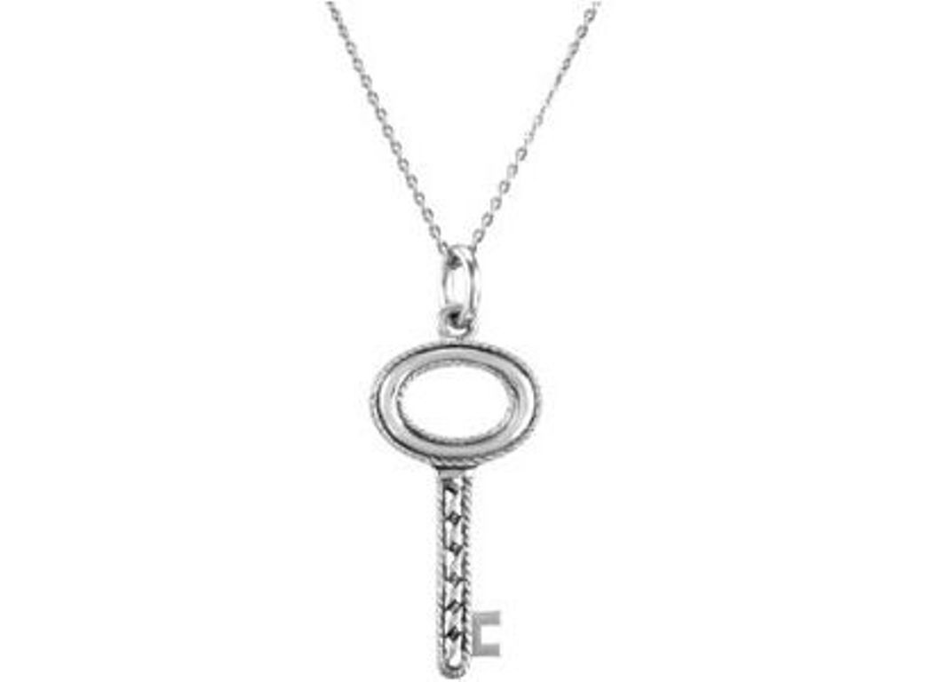 Key of Love for a Son Pendant Necklace, Rhodium Plated Sterling Silver, 18