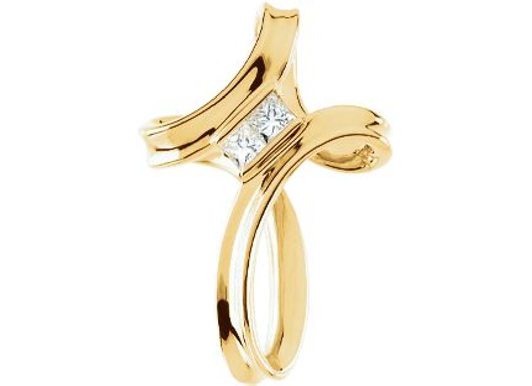 Diamond Everlasting Love Cross 14k Yellow Gold Pendant (.2 Ct, G-H Color, SI1 Clarity)