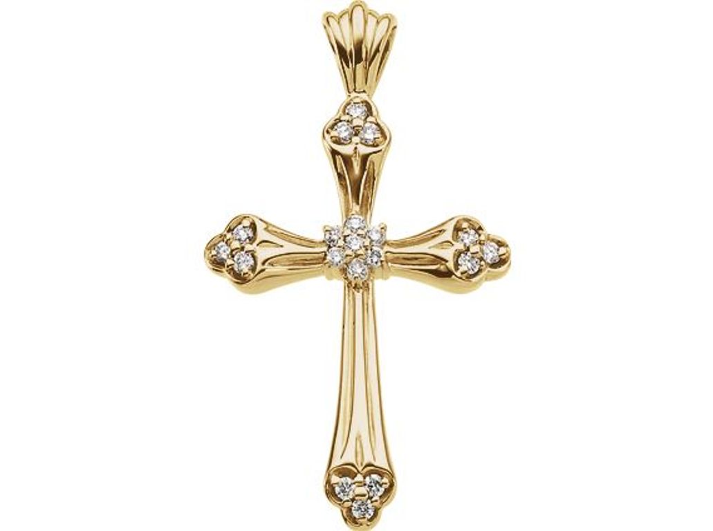 14k Yellow Gold Diamond Cross Pendant (.25 Ct, G-H Color, SI1 Clarity)