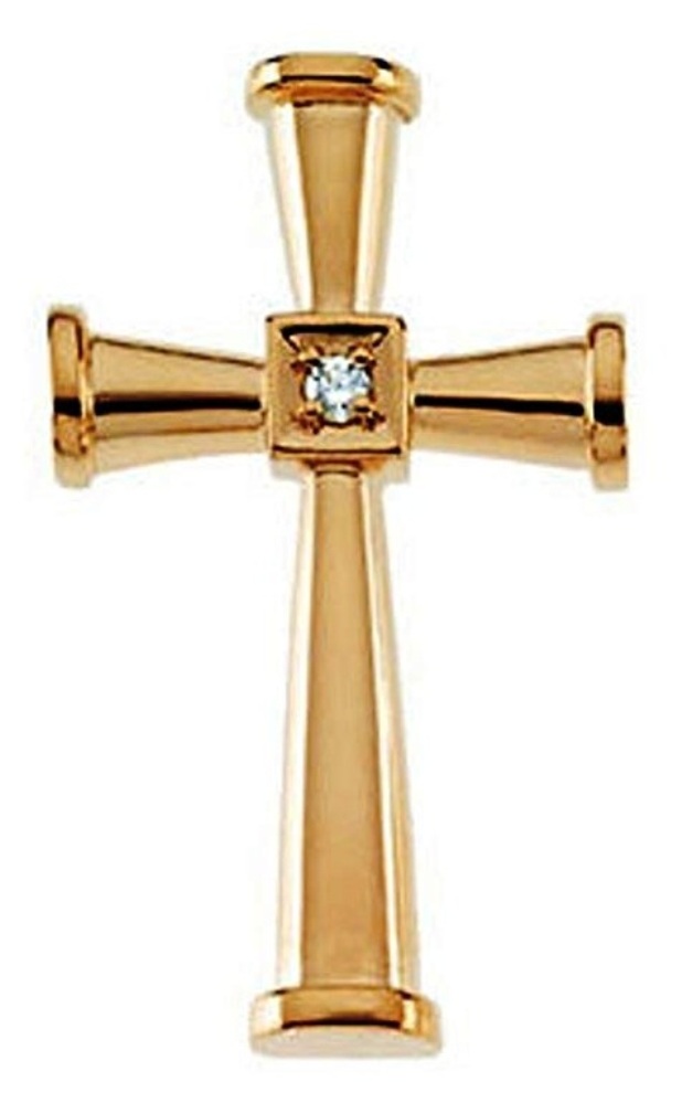 Men's 14k Yellow Gold Diamond Carpenter's Cross Pendant