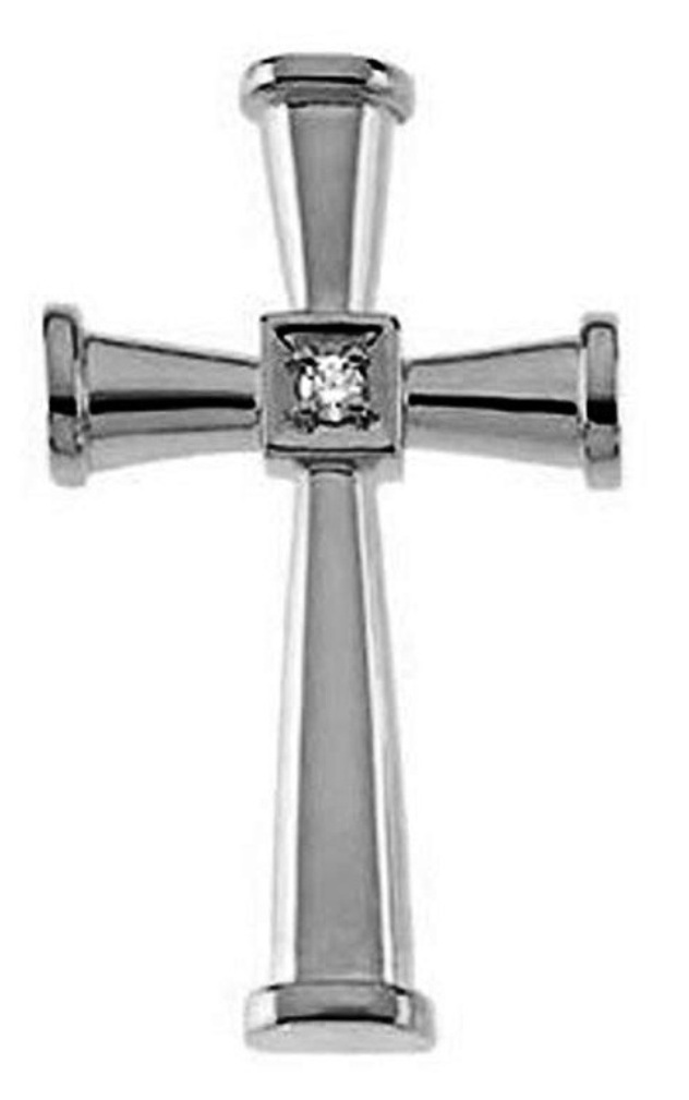 Men's 14k White Gold Diamond Carpenter's Cross Pendant