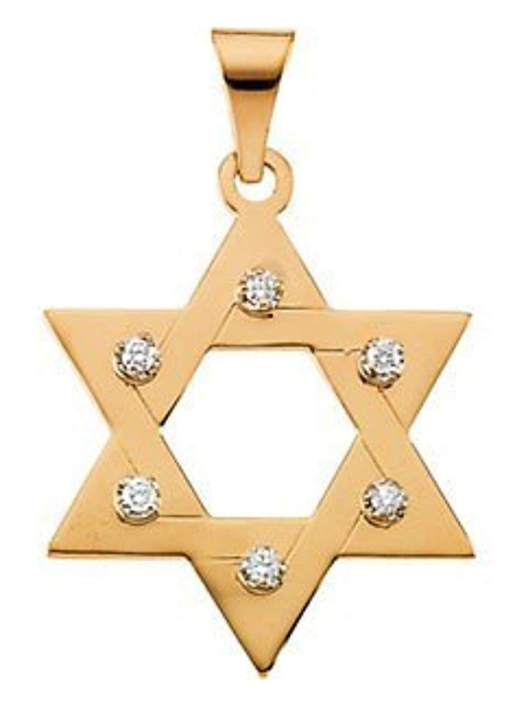 Diamond Star of David 14k Yellow Gold Pendant