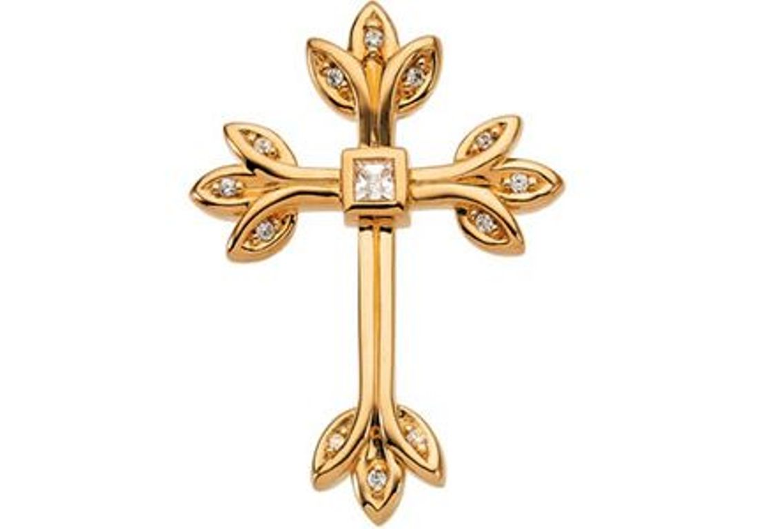 14k Yellow Gold Diamond Cross Pendant (.25 Ctw, G-H Color, SI1, I1 Clarity)