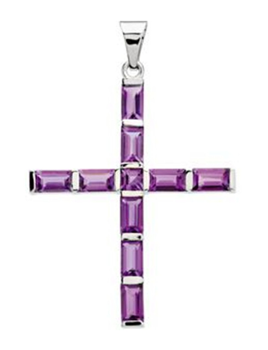 Genuine Amethyst Cross Pendant.