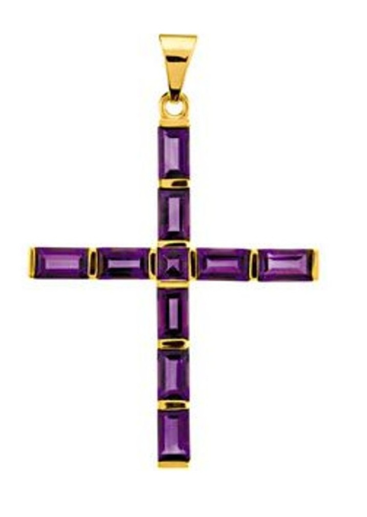 Genuine Amethyst Cross Pendant.