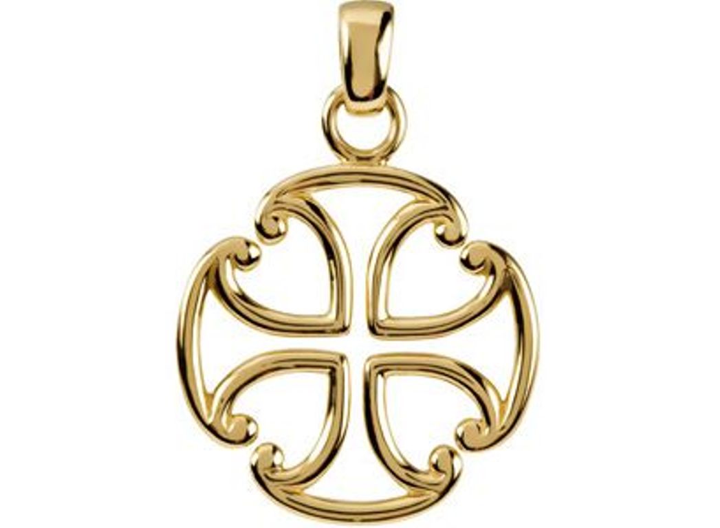 14k Yellow Gold Rope Maltese Cross Pendant