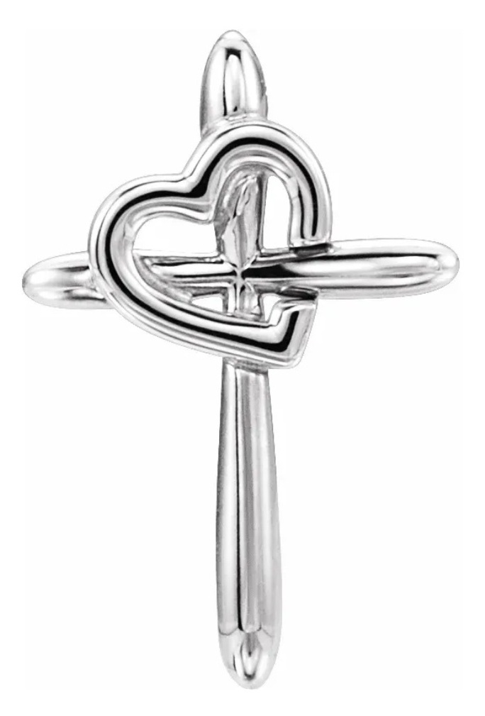 Platinum Cross with Heart Pendant