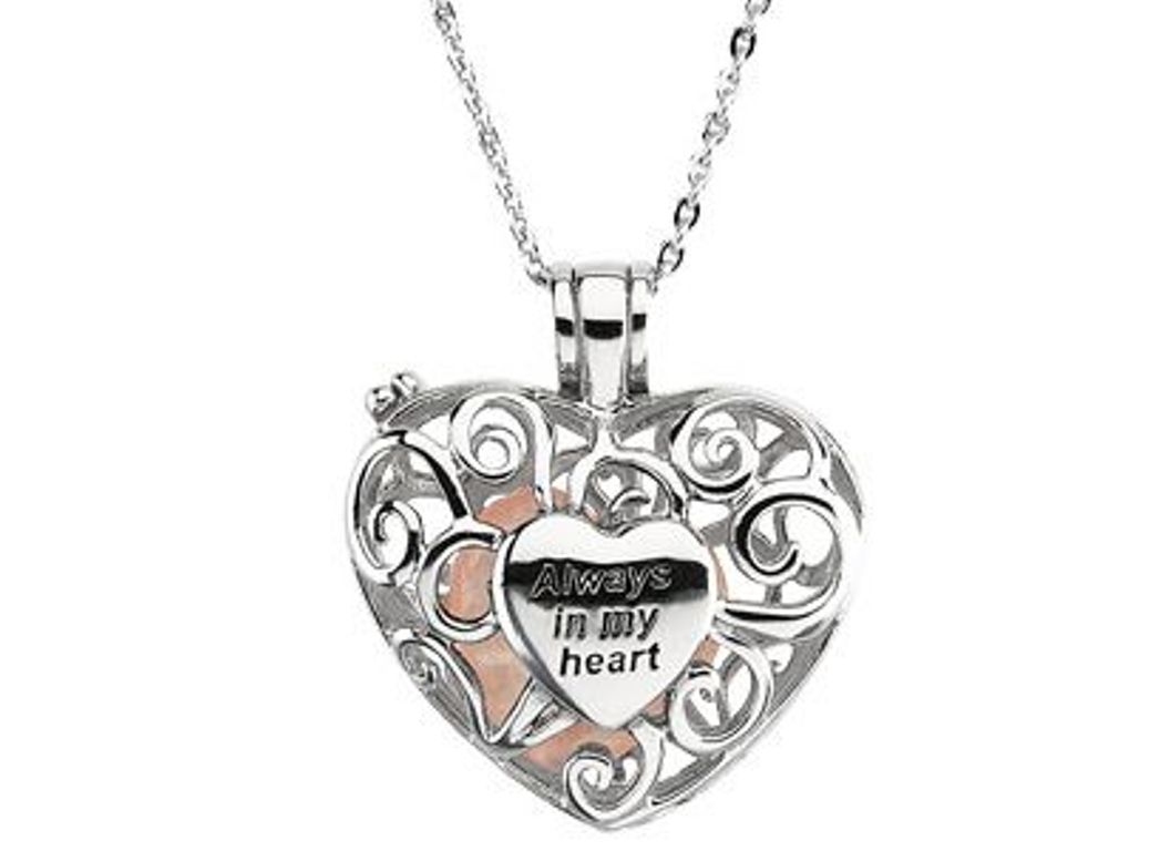 Sterling Silver Filigree 'Always in My Heart' Cage Pendant Necklace, 18