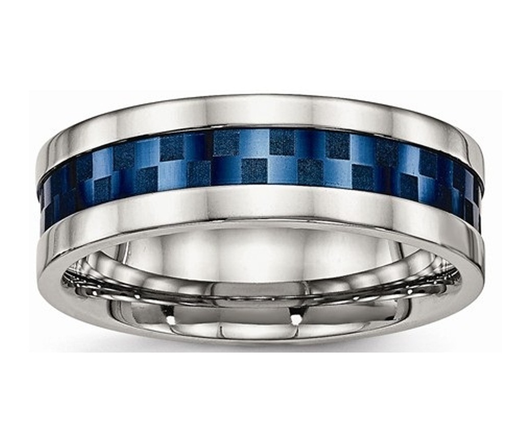 Polished Blue IP-Plated 7mm Stainless Steel Comfort-Fit Wedding Band