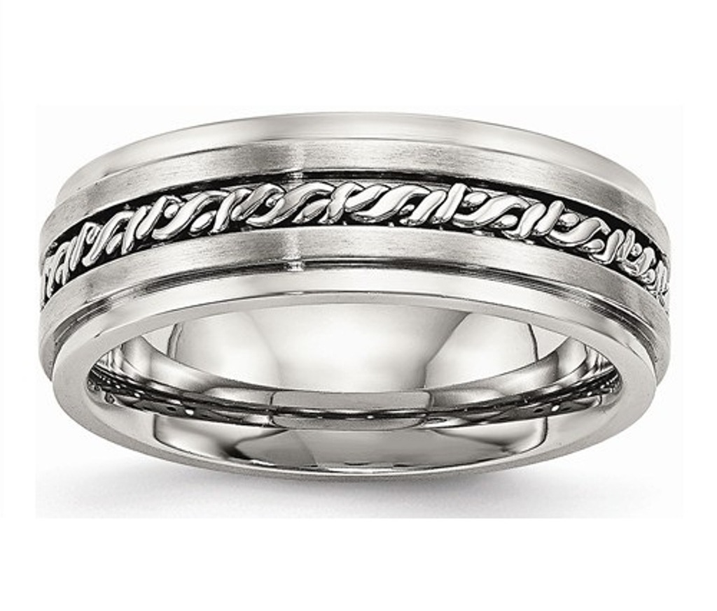 Brushed Stainless Steel 7mm Braided Wedding Band