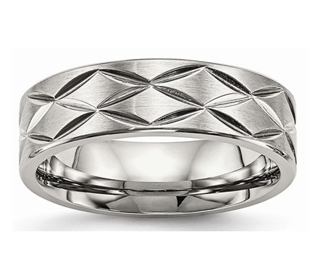 Brushed Stainless Steel Diamond-Cut 6.50mm Wedding Band
MSRP: $72.0